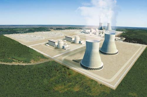 Voici comment pourrait se présenter le site de Vogtle après achèvement des deux nouveaux AP1000. La mise en service industrielle de Vogtle 3 et 4 est prévue en 2016 et en 2017.