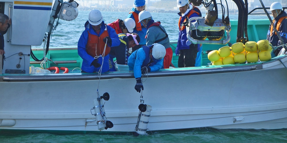 Probenahme im Meer vor Fukushima-Daiichi