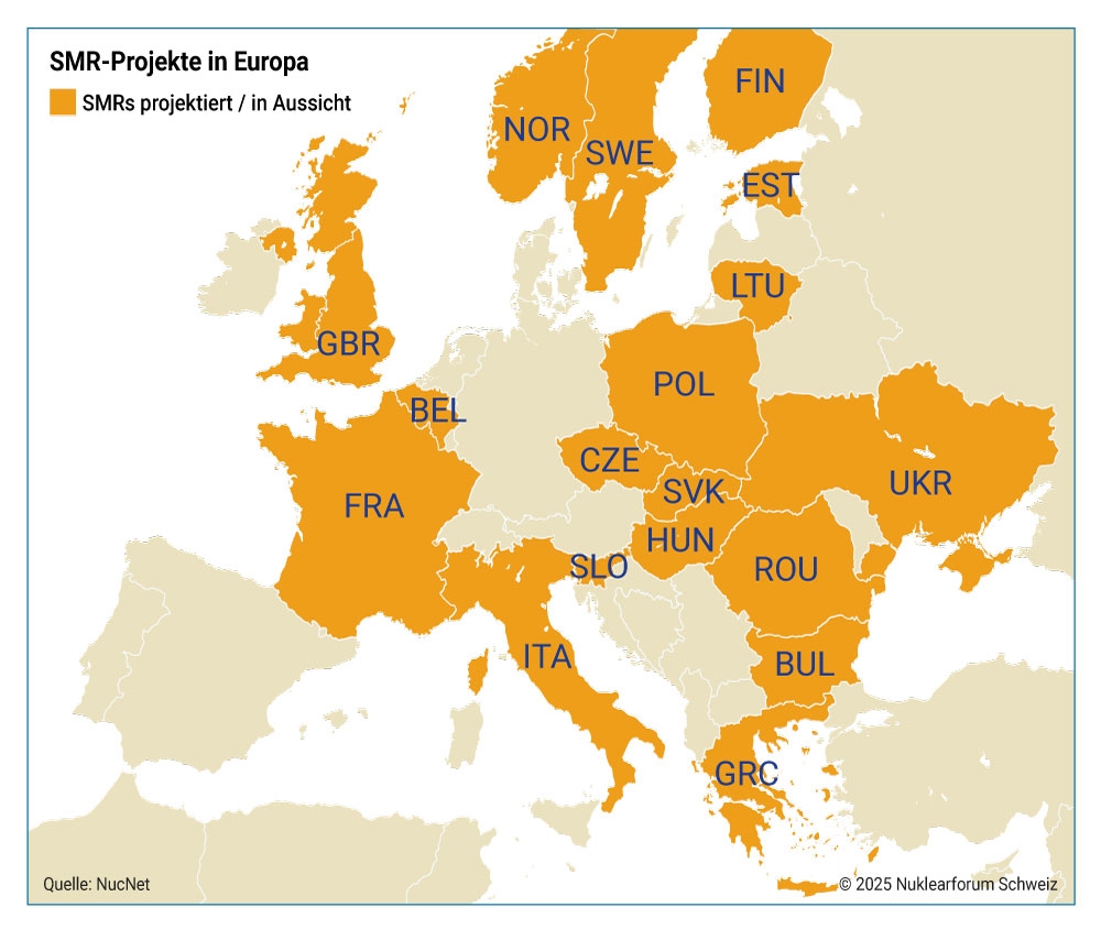 Geplante SMR-Projekte in Europa