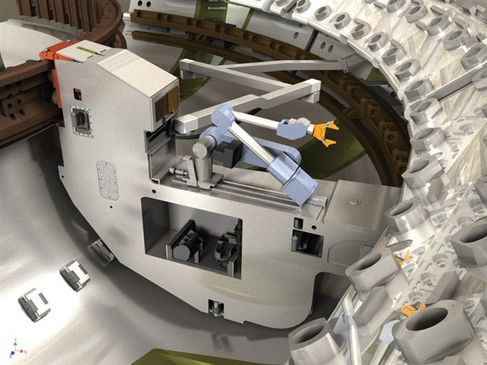 Représentation du système téléopéré destiné à la maintenance du divertor d’Iter.
