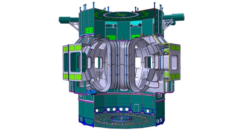 Der Hitzeschild des Iter wird zwischen den Magneten und dem Kryostat-Vakuumgefäss eingebaut, um die Magnete vor Wärmestrahlung zu schützen.