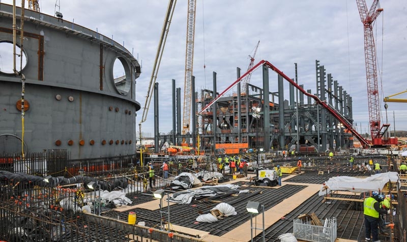 Le chantier de la tranche nucléaire Vogtle 3 en janvier 2015.