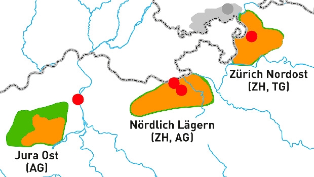Die zweite Etappe der Standortsuche für geologische Tiefenlager für radioaktive Abfälle ist abgeschlossen. In Etappe 3 des Standortauswahlverfahrens für geologische Tiefenlager für radioaktive Abfälle werden für SMA sowie für HAA die geologischen Standortgebiete Jura Ost, Nördlich Lägern, Zürich Nordost vertieft untersucht.