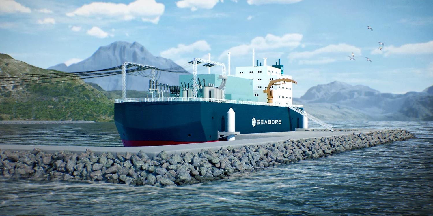 Schwimmendes Kernkraftwerk von Seaborg bei der Stromproduktion