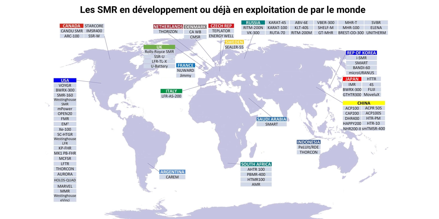 Carte du monde avec SMR