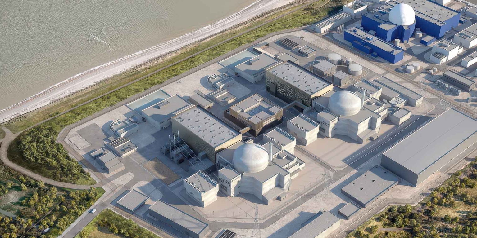 Computergenerierte Ansicht von Sizewell C und B (rechts)