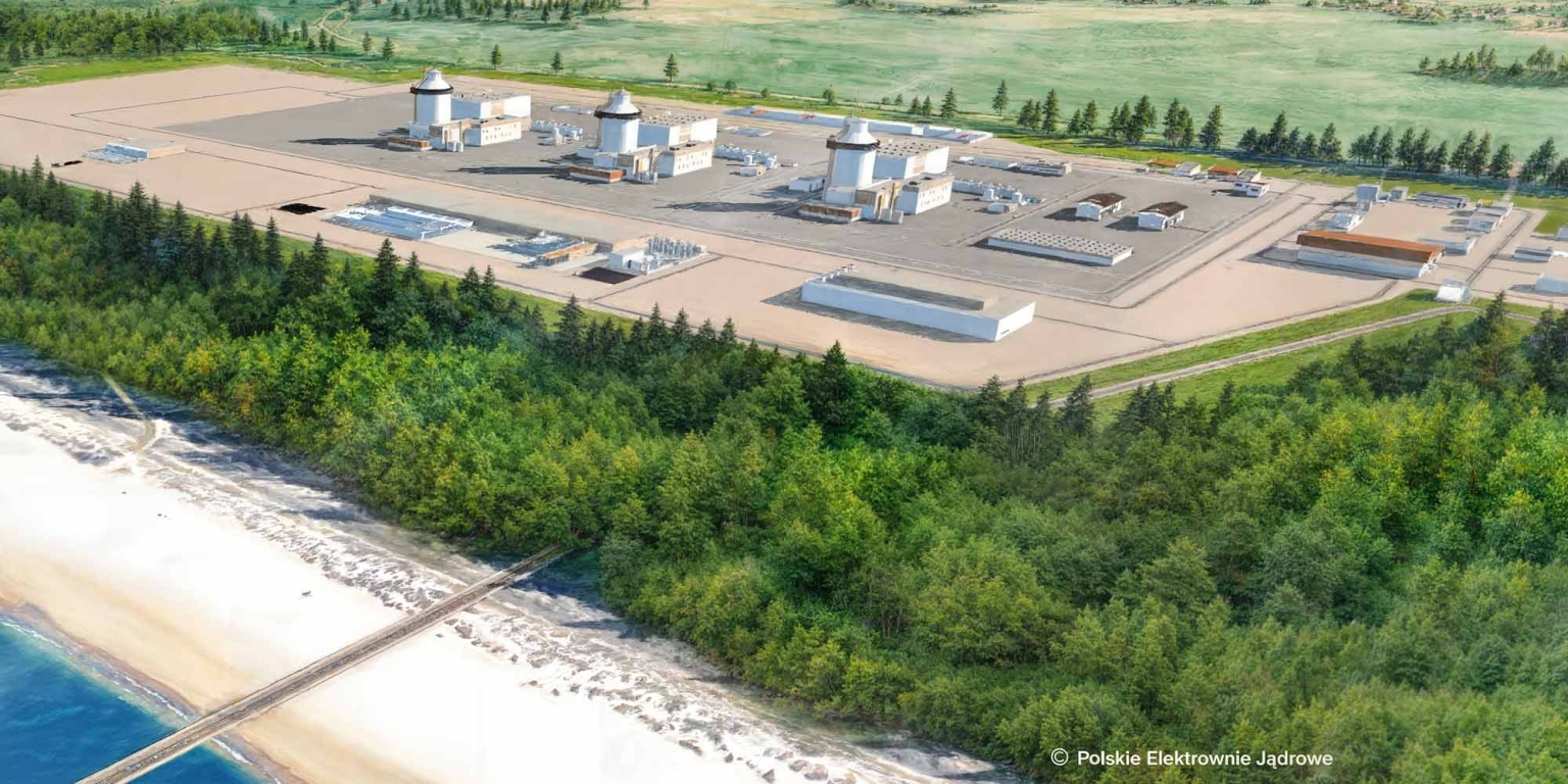 Fotorealistische Darstellung des Kernkraftwerks in Polen