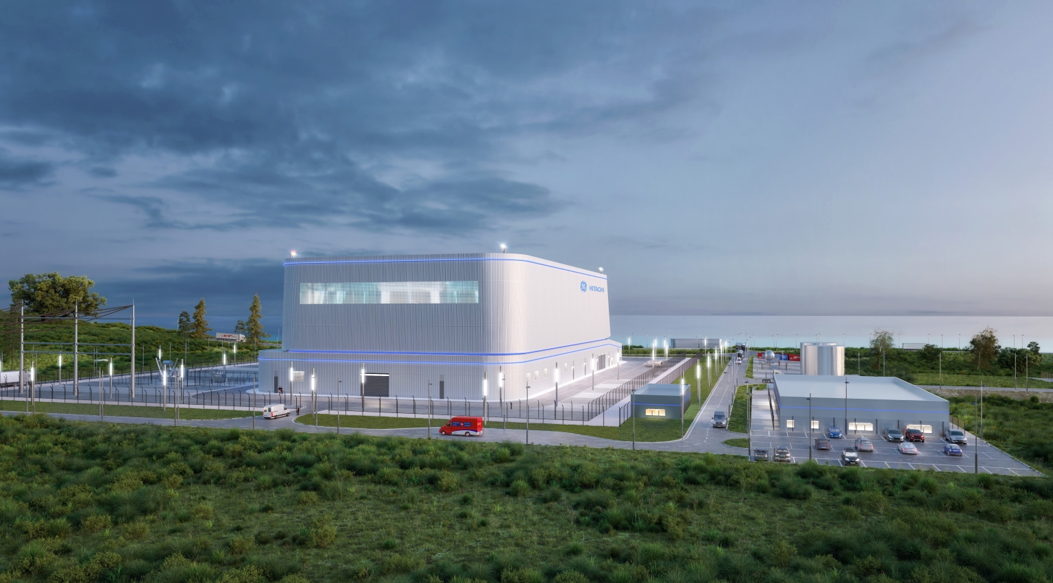 Représentation photoréaliste du SMR à eau bouillante BWRX-300 de GEH, qu’il est prévu de construire dans le cadre du projet de nouvelle centrale nucléaire de Darlington.