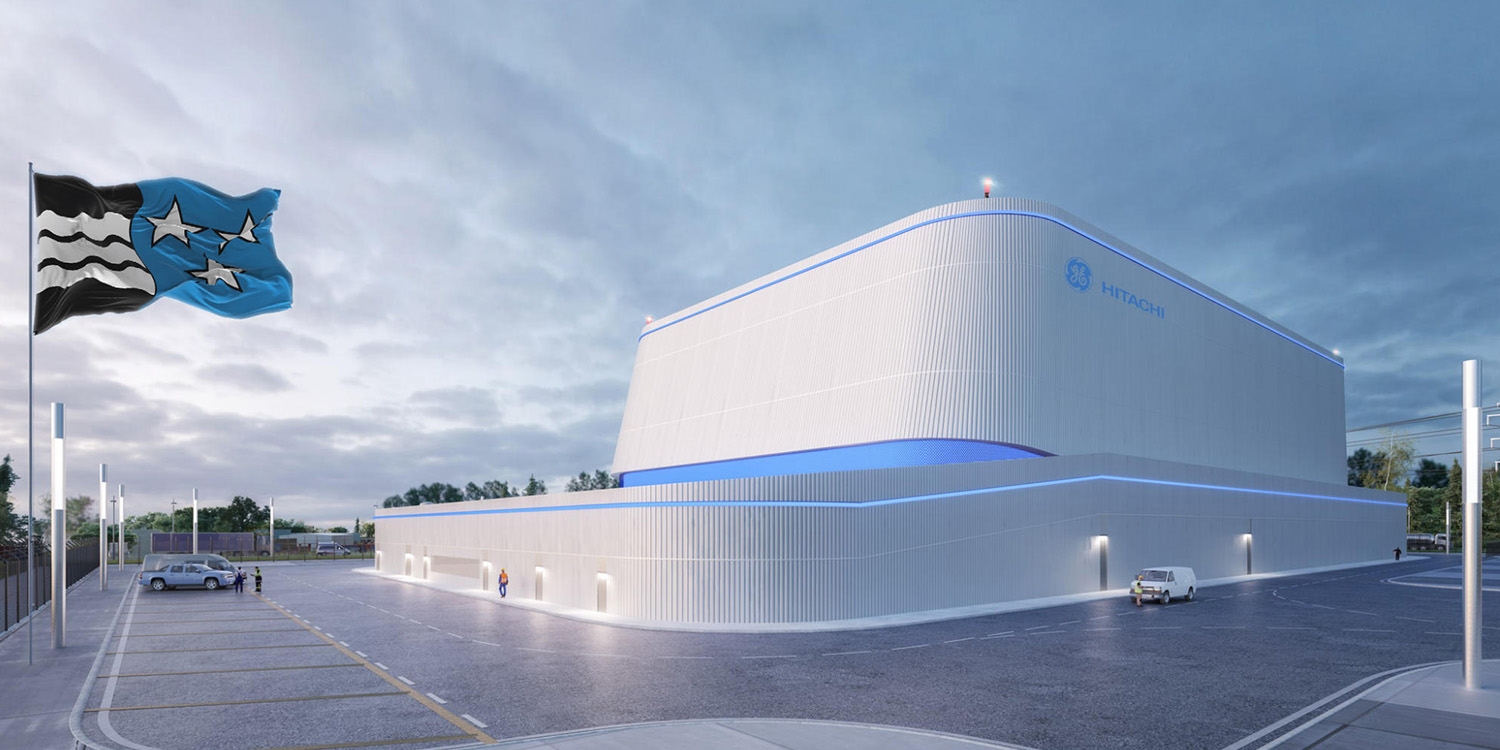 Fotomontage des Small Modular Reactor BWRX-300 im Kanton Aargau