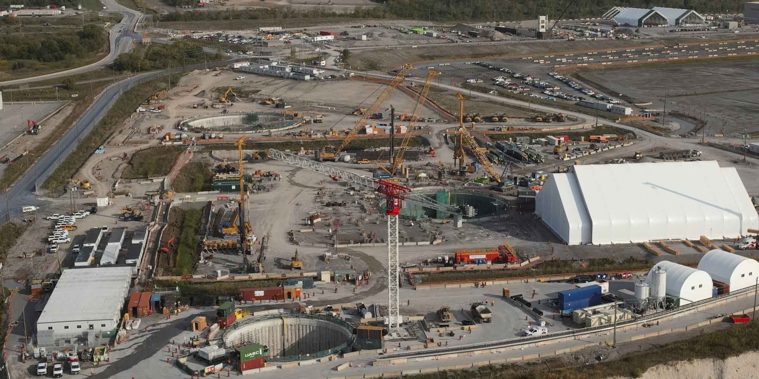 Drohnenaufnahme der Baustelle