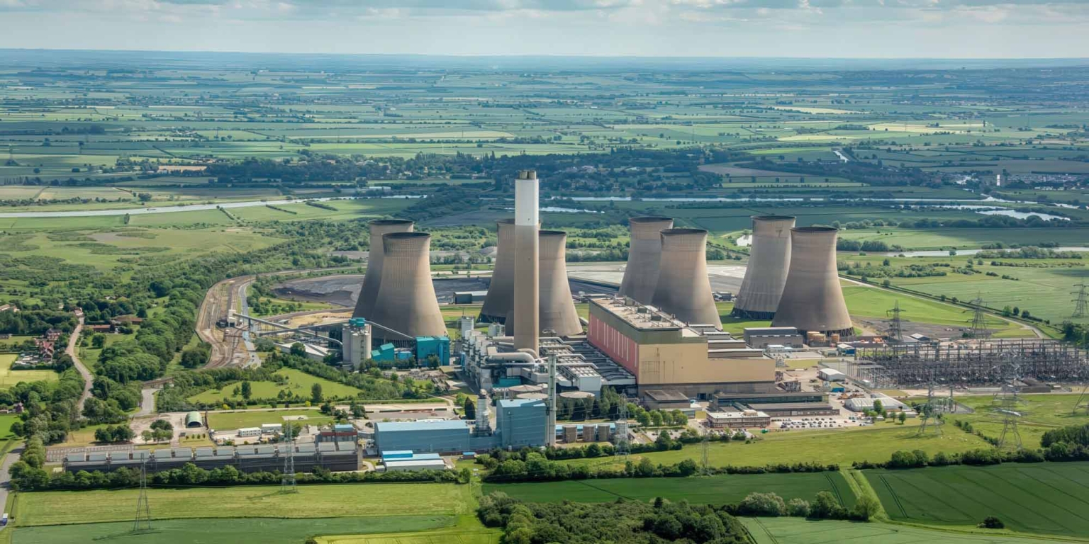 Luftaufnahme des Kohlekraftwerks Cottam