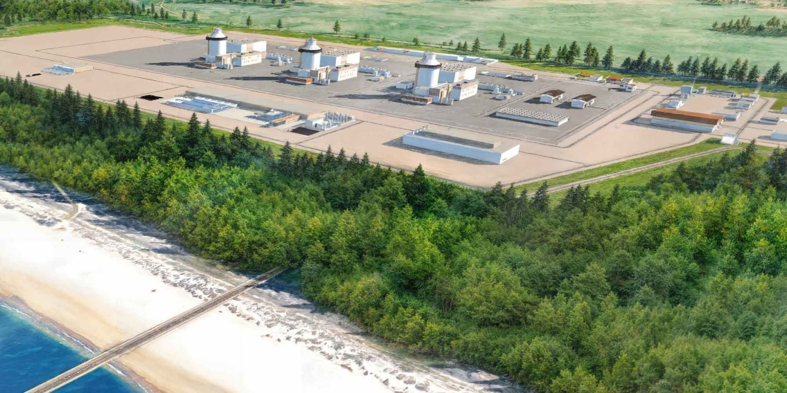 Geplantes Kernkraftwerk am Standort Lubiatowo-Kopalino aus der Vogelperspektive