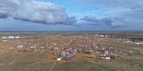 Das Bohrlochfeld des Demonstrationsprojekts «National Uranium One» in der Inneren Mongolei.