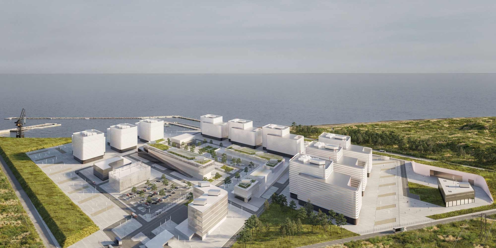 Ansicht eines Parks aus kleinen, modularen reaktoren von Kärnfull Next